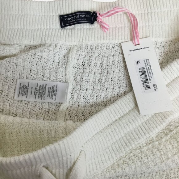 VINEYARD VINES Crocheted Wide Leg Pants Marshmallow NWT Hemp Cotton Loungewear - Picture 6 of 10